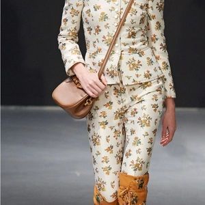 Tory Burch Runway floral brocade pants 8